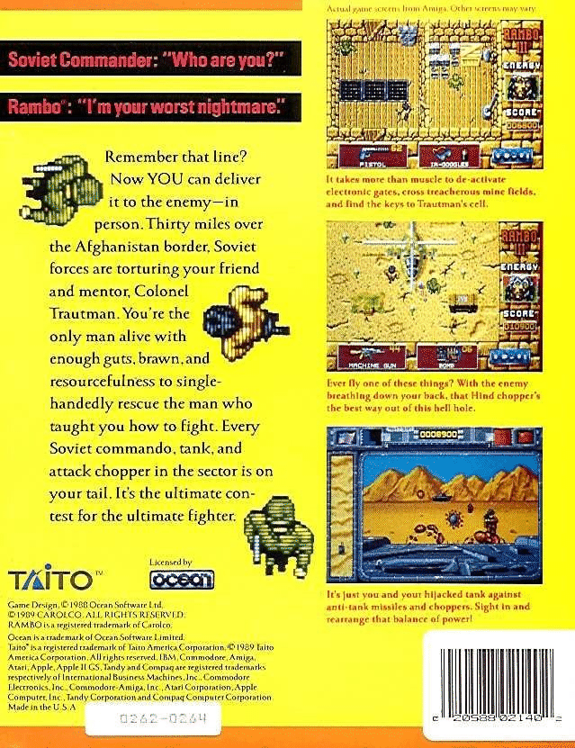 Rambo III box art for Commodore 64
